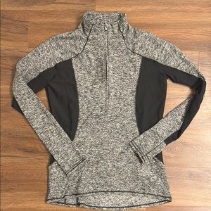 Athleta Fitted Gray and Black Half-Zip Performance Zip Up